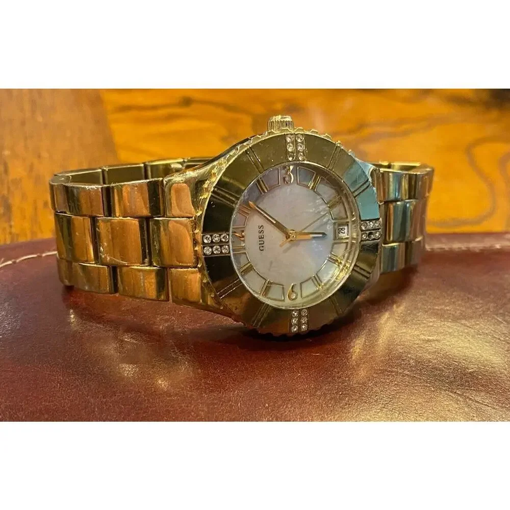 Women's Rose Gold Tone Guess Watch, G10581L, MOP Face, Crystal Accent